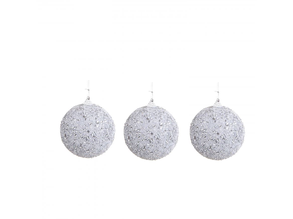 .xmas. Box 3 Sfere D.15 Cm Strass - Silver