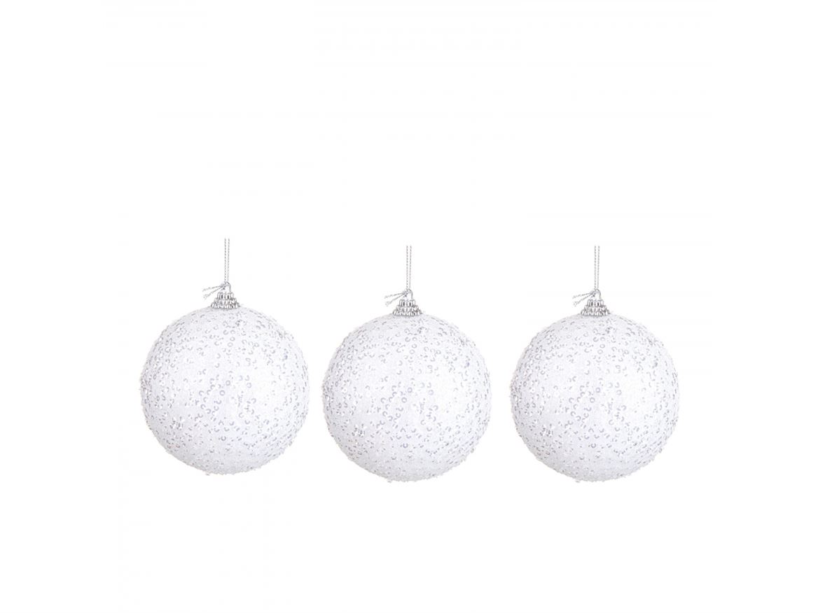 .xmas. Box 3 Sfere D.15 Cm Strass - White
