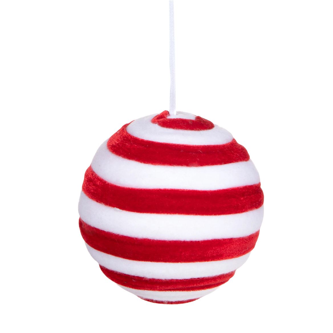 .xmas. Sfera D.13 Cm Righe - Red White