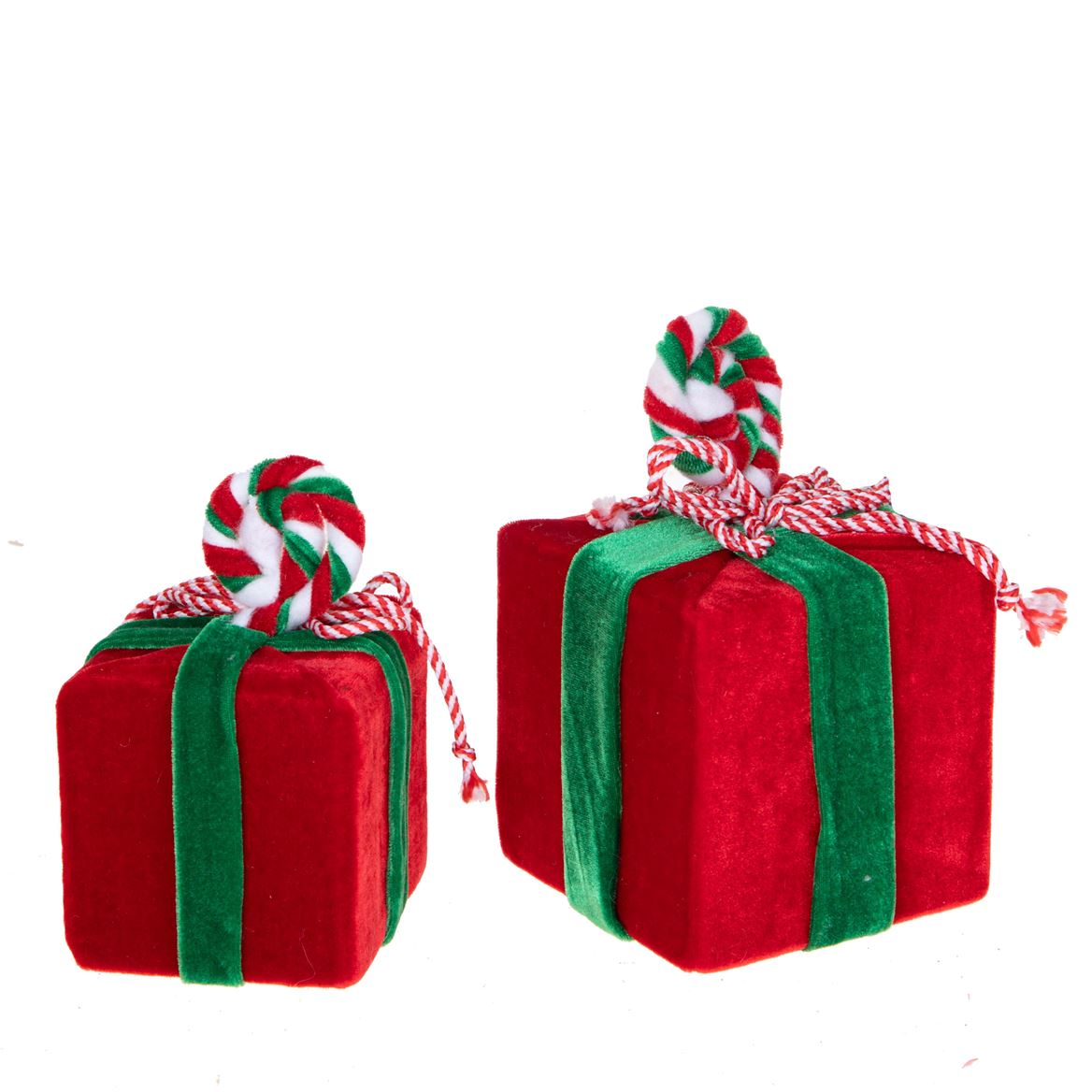 .xmas. Set 2 Pacchi H.10 Cm Da Appendere- Red Gree