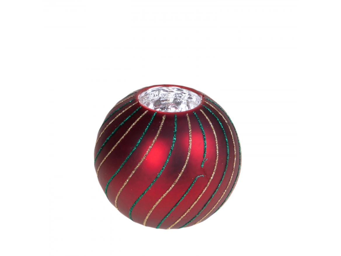 .xmas. Pcandela 8 Cm Sfera Natale - Red Green