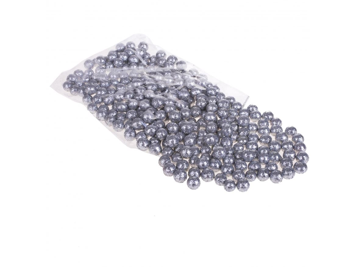 .xmas. Bacche 288 Pz Glitter D.1,5cm - Silver