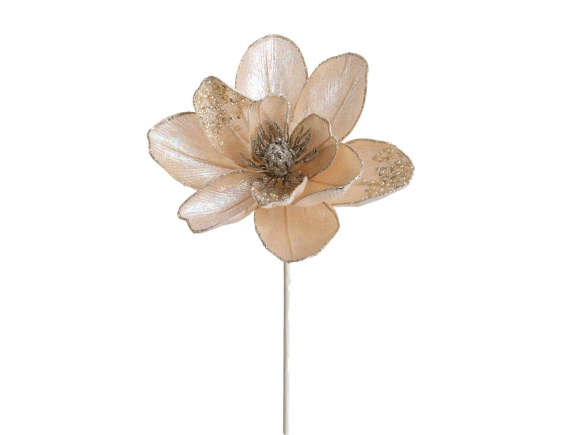 .xmas. Ramo Magnolia 50cm Perle E Glitter - Champ.