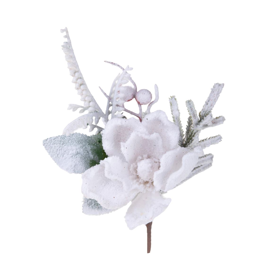 .xmas. Pick Magnolia Con Neve H.16cm
