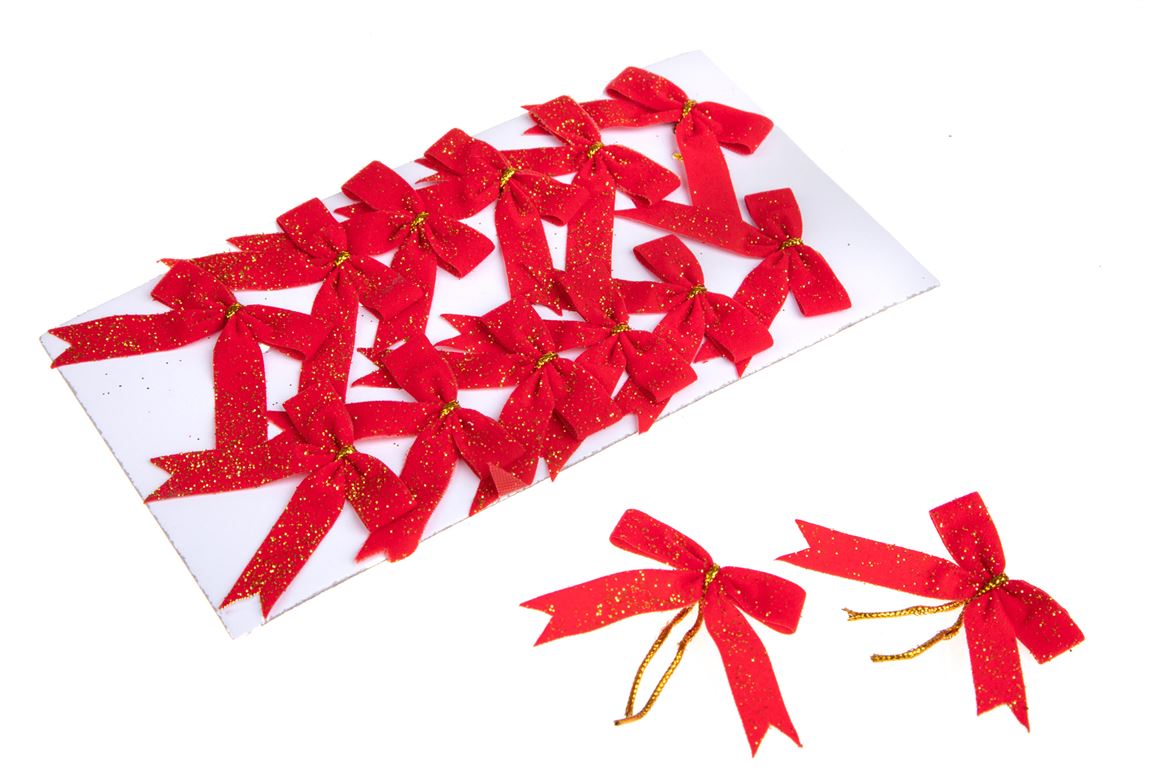 .xmas. Fiocchi Velluto 12 Pz 5 Cm Red Gold