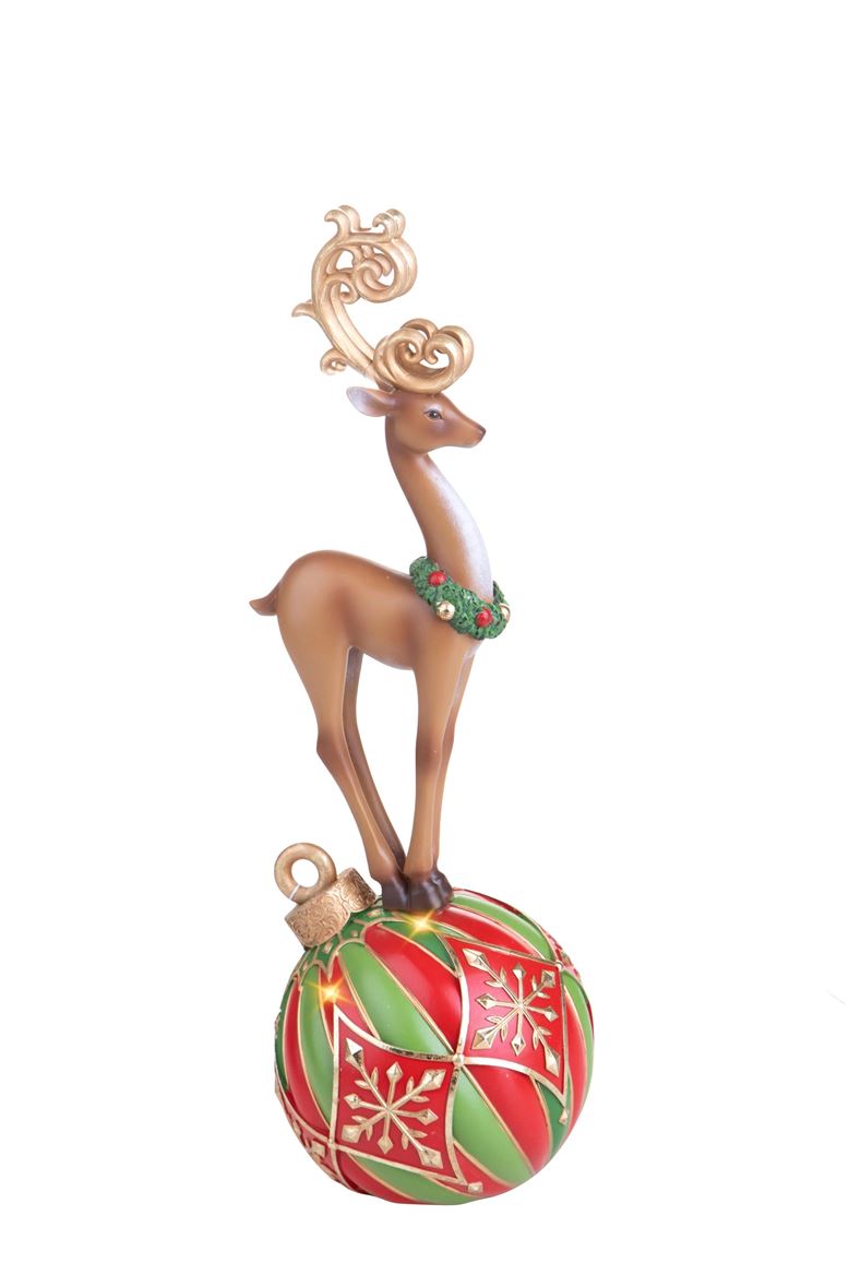 .xmas. Renna H.43,2 Cm C/led Su Sfera - Red
