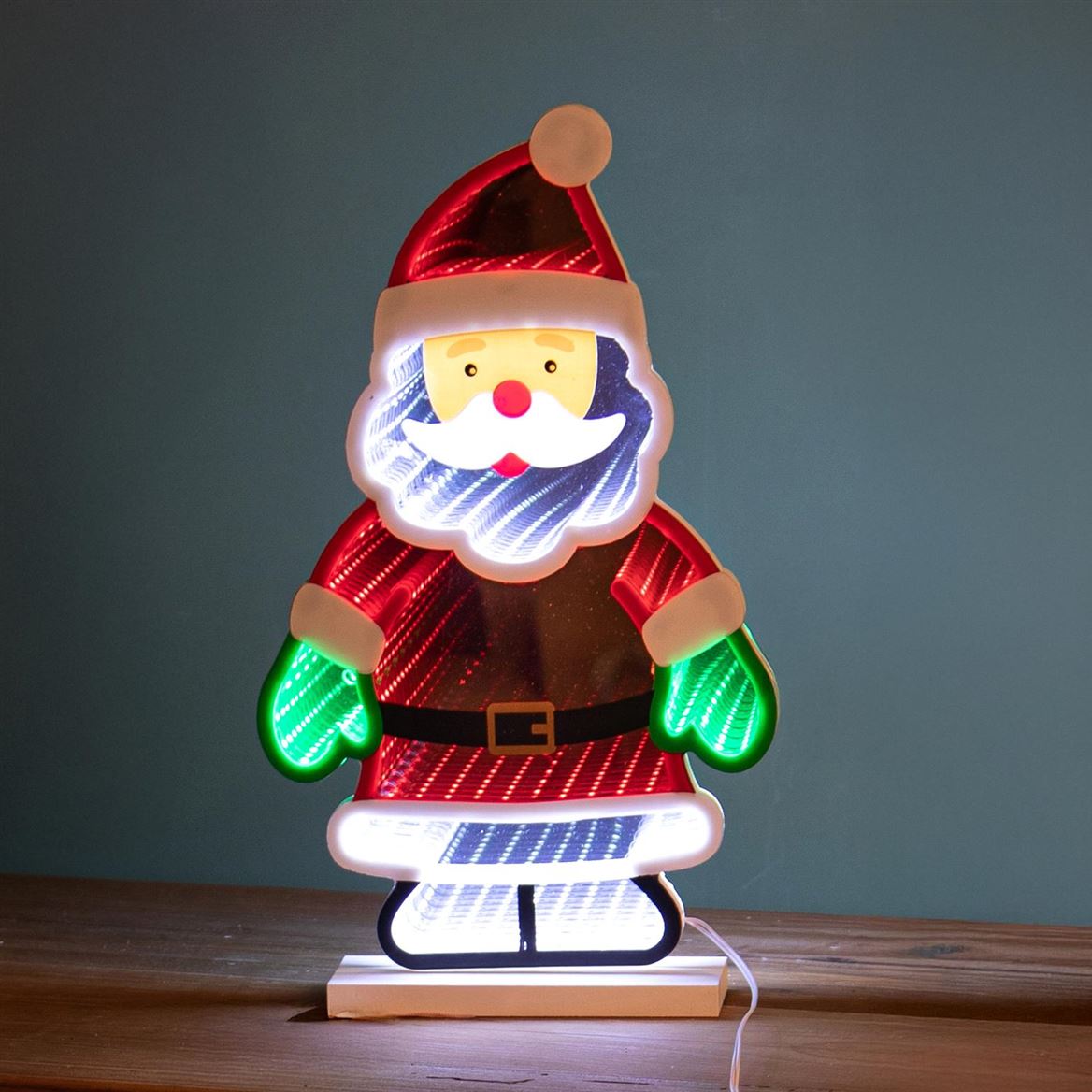 .xmas. Babbo Nat.15xh.28 Cm Led Con Base- Multicol