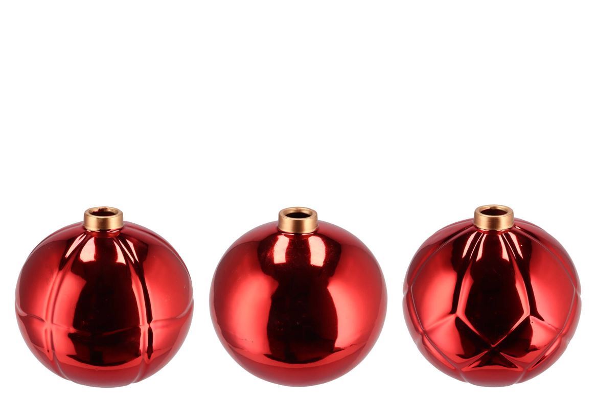 .xmas. Vaso Fiore Singolo Christmasball Red 9x9x8c