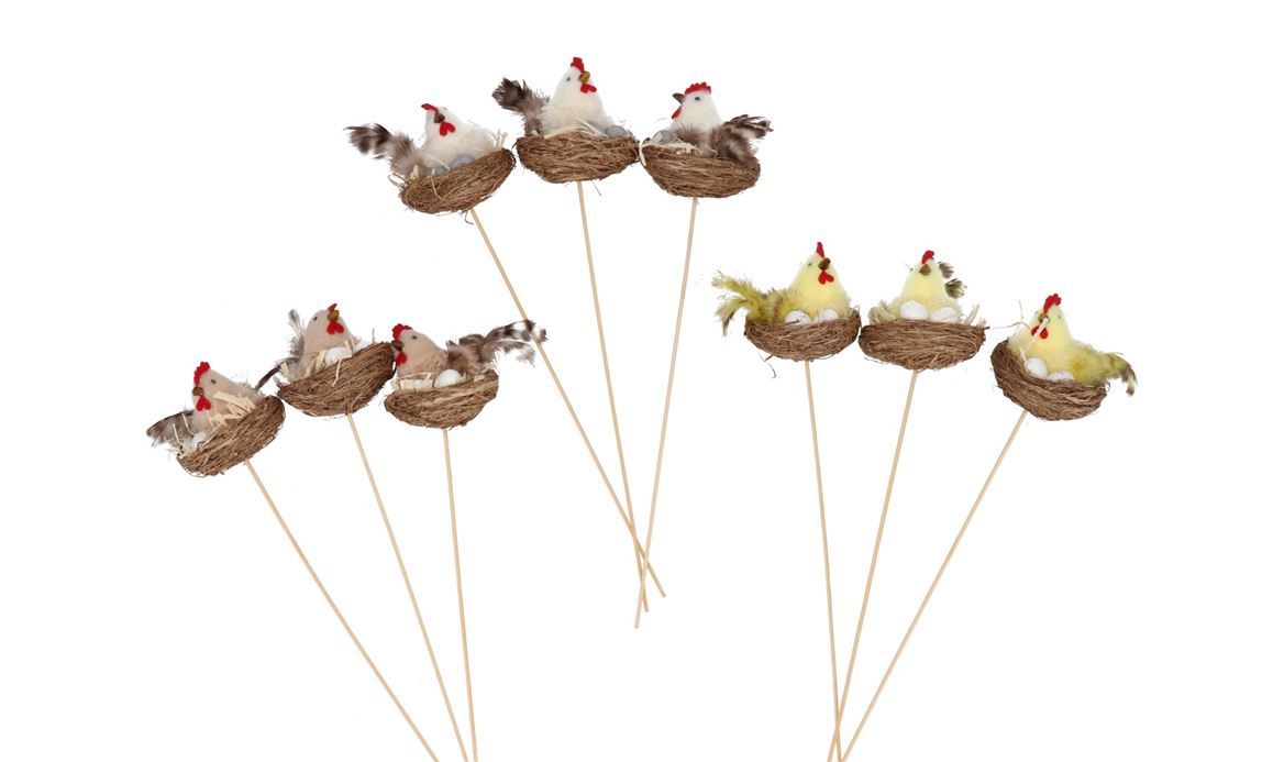 Pasqua. Stick Gallina Con Uova Mix Pastel Color