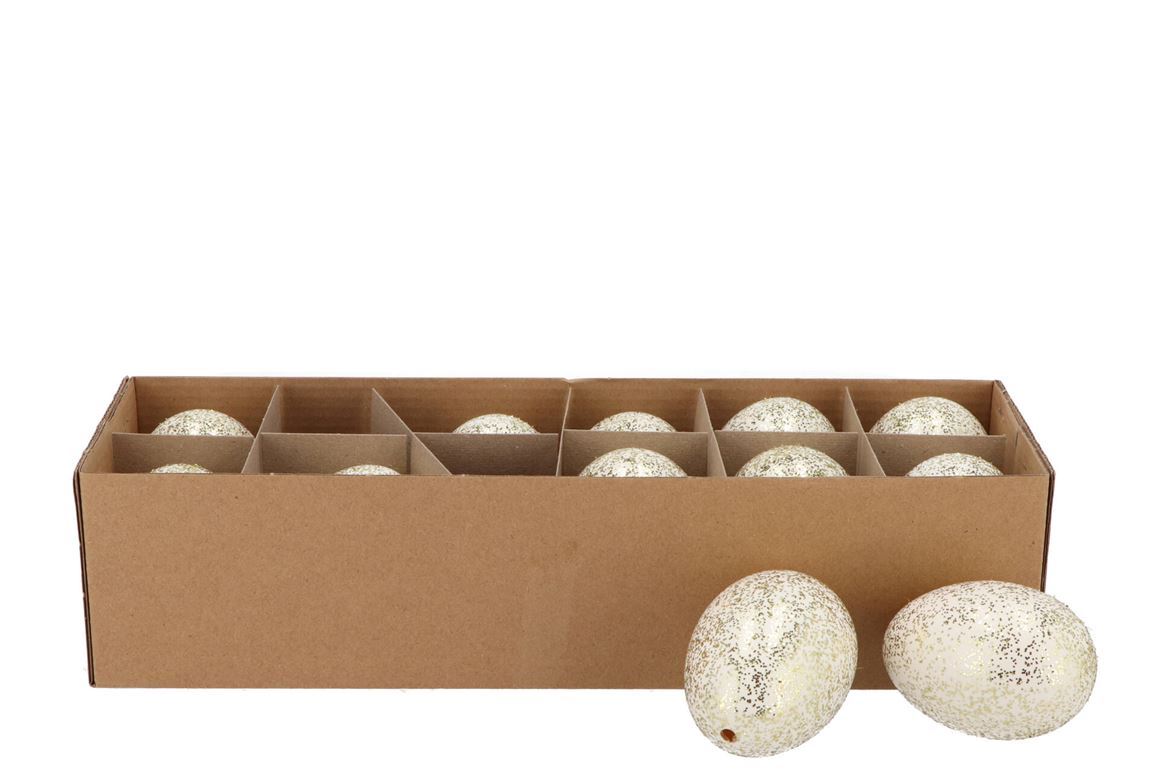 Pasqua. Uova Bianco Glitter -12pz
