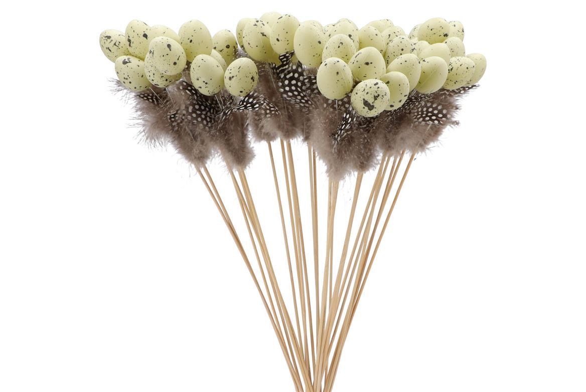 Pasqua. Stick Uova Con Piume 50cm - 25pz
